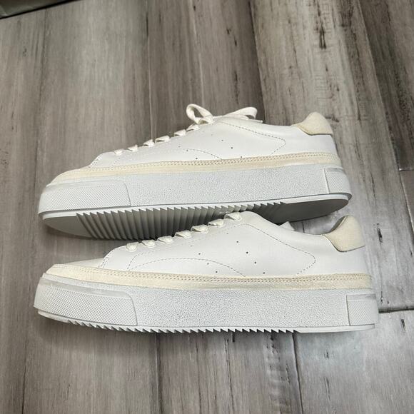 NEW All Saints Trish Leather Sneakers Women's White Size 11 - Picture 7 of 11